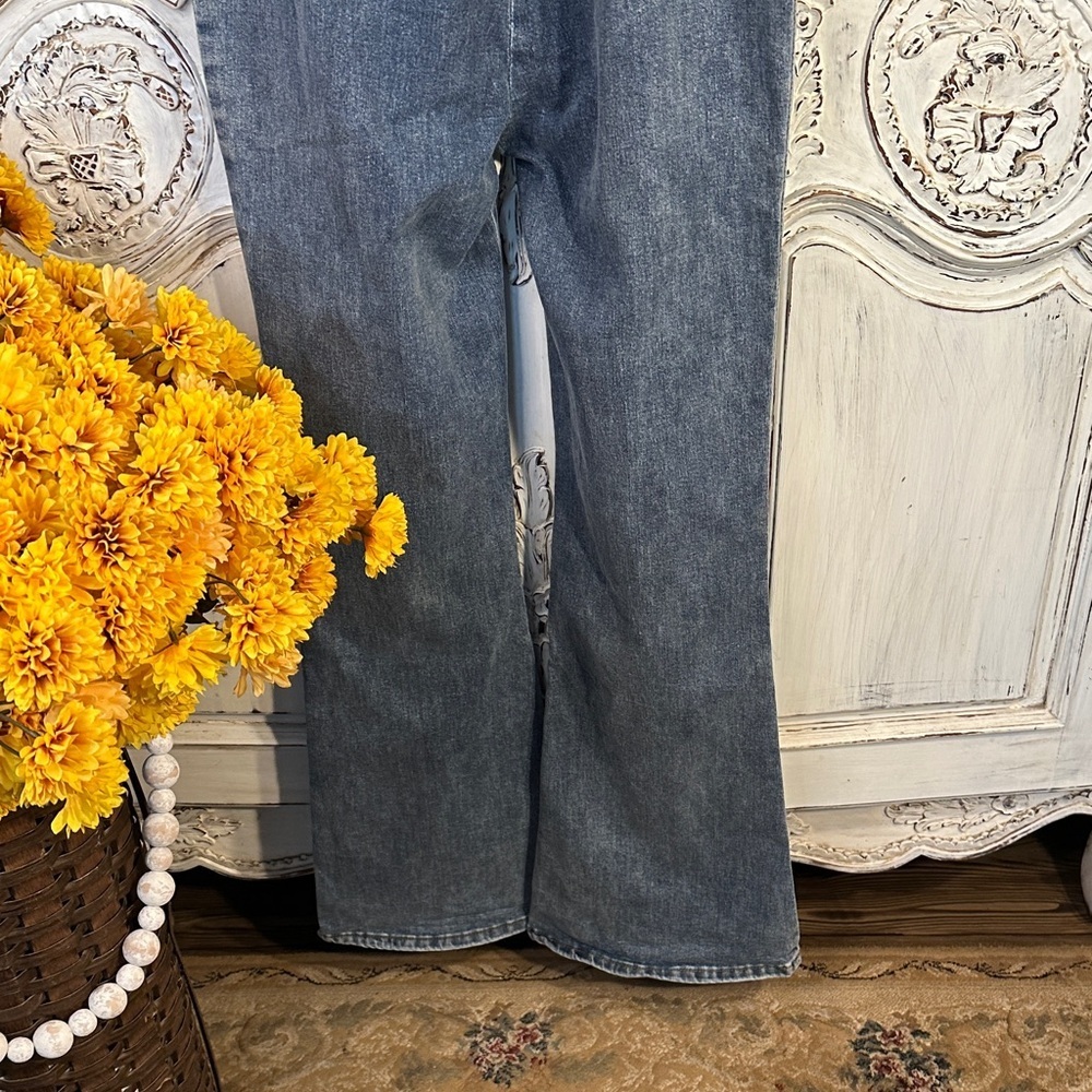 Retro Groovy Medium Wash Denim Strap Jumpsuit - Picture 9 of 13